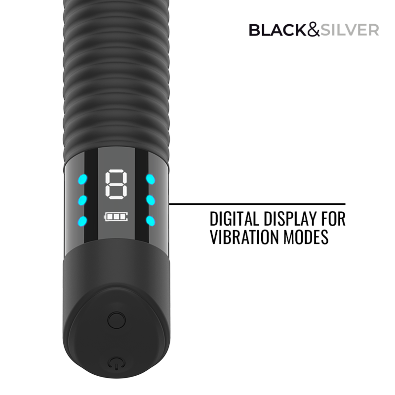 BLACK & SILVER - JOSEPH VIBRADOR RECARGABLE USB CON PANTALLA LED NEGRO - Imagen 2