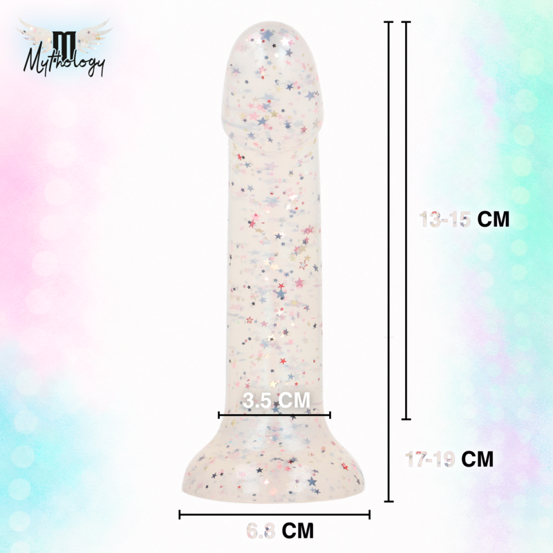 MYTHOLOGY - LYRA 1 DILDO DE SILICONA CON VENTOSA 19 CM -Ø- 3,3 CM FUCSIA CONFETI - Imagen 5