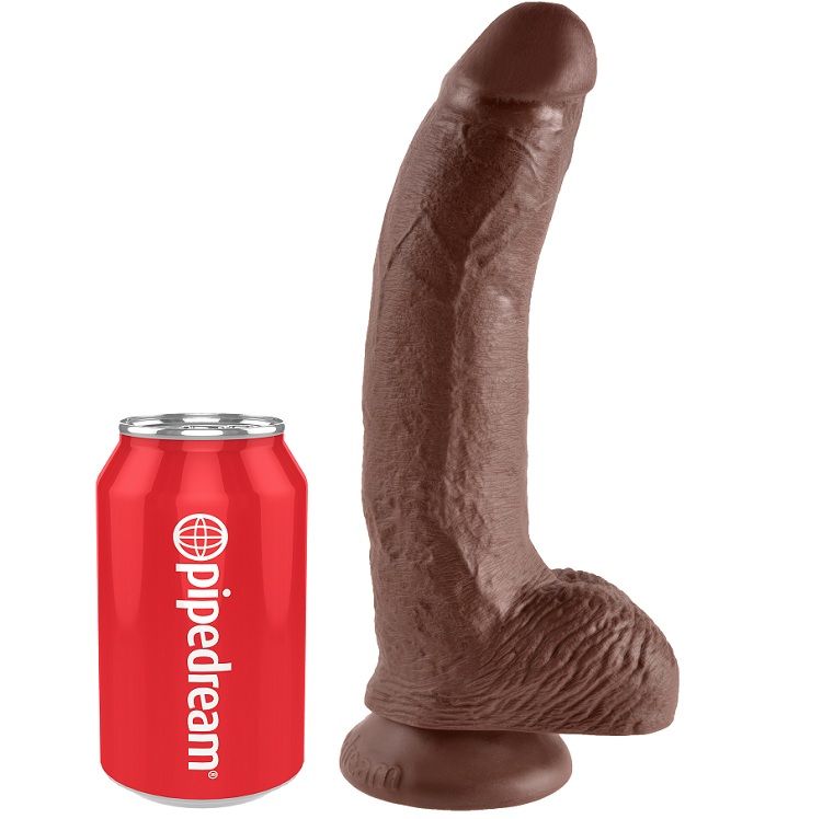 KING COCK - 9 PENE REALÍSTICO MARRÓN 22.9 CM