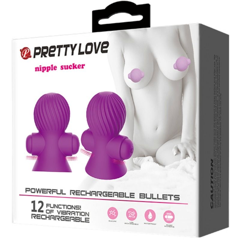 PRETTY LOVE - ESTIMULADORES PEZONES 12 MODOS VIBRACIÓN LILA - Imagen 2