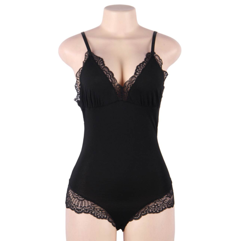 SUBBLIME - BLACK FLORAL LACE DETAIL TEDDY S/M - Image 4