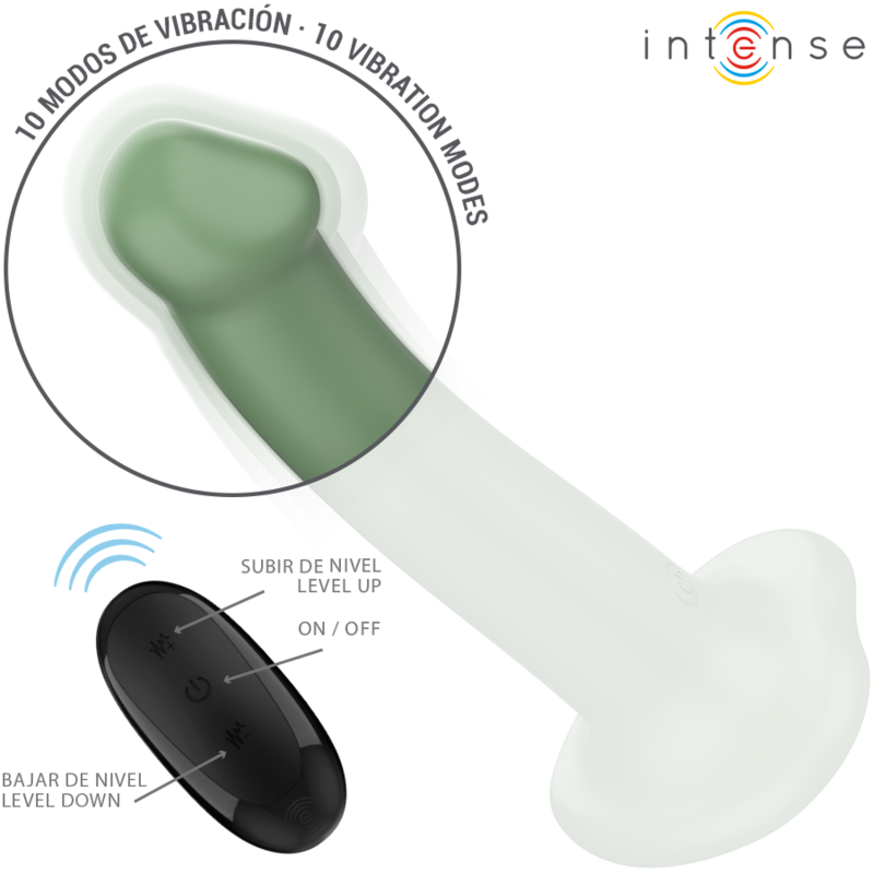 INTENSE - BECCA VIBRATOR WITH SUCTION CUP 10 VIBRATIONS GREEN REMOTE CONTROL - Image 4