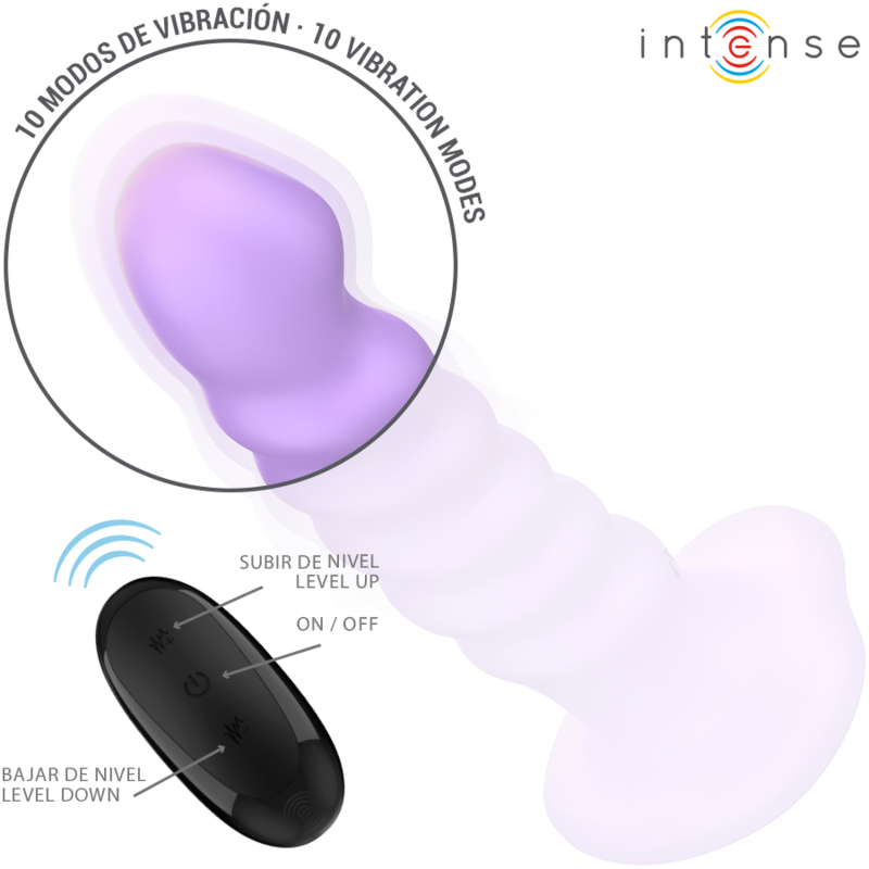 INTENSE - BRENDA VIBRATOR SIZE M SPIRAL DESIGN 10 VIBRATIONS PURPLE REMOTE CONTROL - Image 4