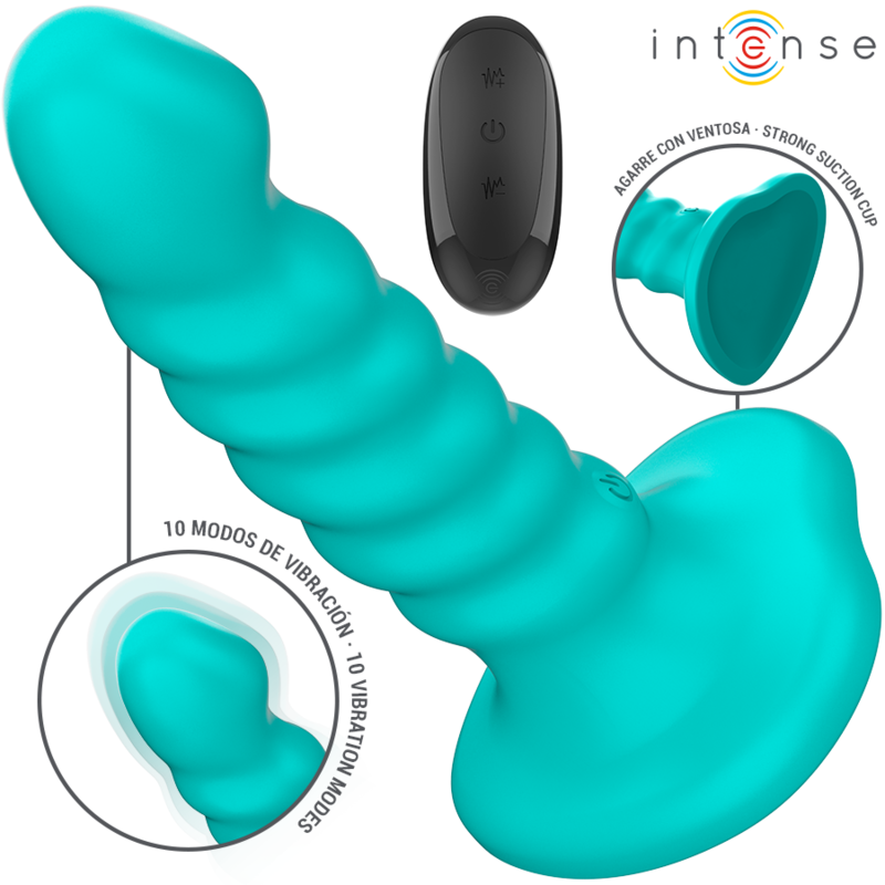 INTENSE - BUFFY VIBRATOR SIZE S SPIRAL DESIGN 10 VIBRATIONS BLUE REMOTE CONTROL - Image 2