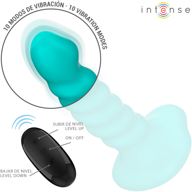 INTENSE - BUFFY VIBRATOR SIZE S SPIRAL DESIGN 10 VIBRATIONS BLUE REMOTE CONTROL - Image 4