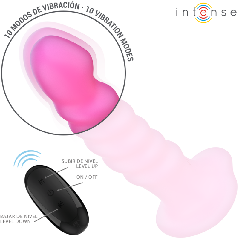 INTENSE - CINDY VIBRATOR SIZE L SPIRAL DESIGN 10 VIBRATIONS PINK REMOTE CONTROL - Image 4