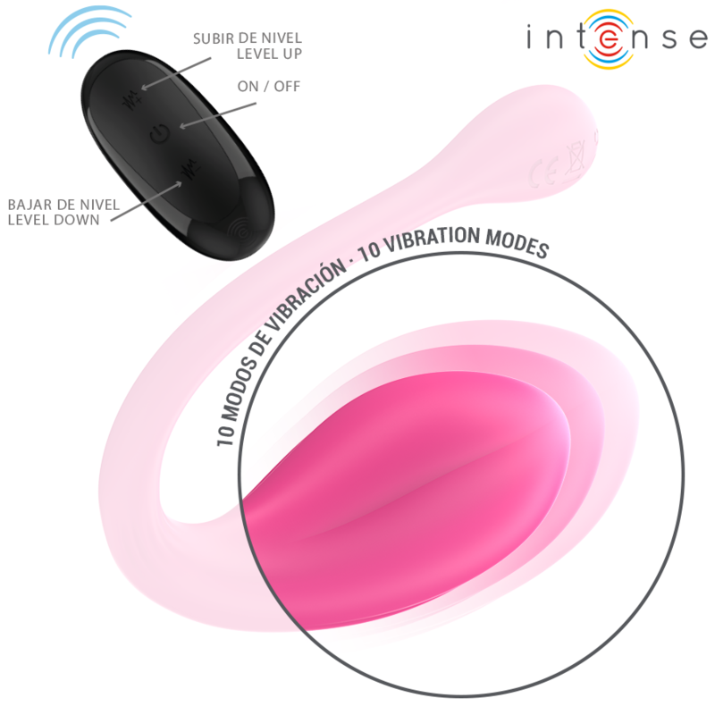 INTENSE - JANICE U VIBRATOR DOUBLE STIMULATION 10 VIBRATIONS PINK REMOTE CONTROL - Image 4